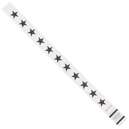 Bsc Preferred 3/4 x 10'' White Stars Tyvek Wristbands, 500PK BUY00022025